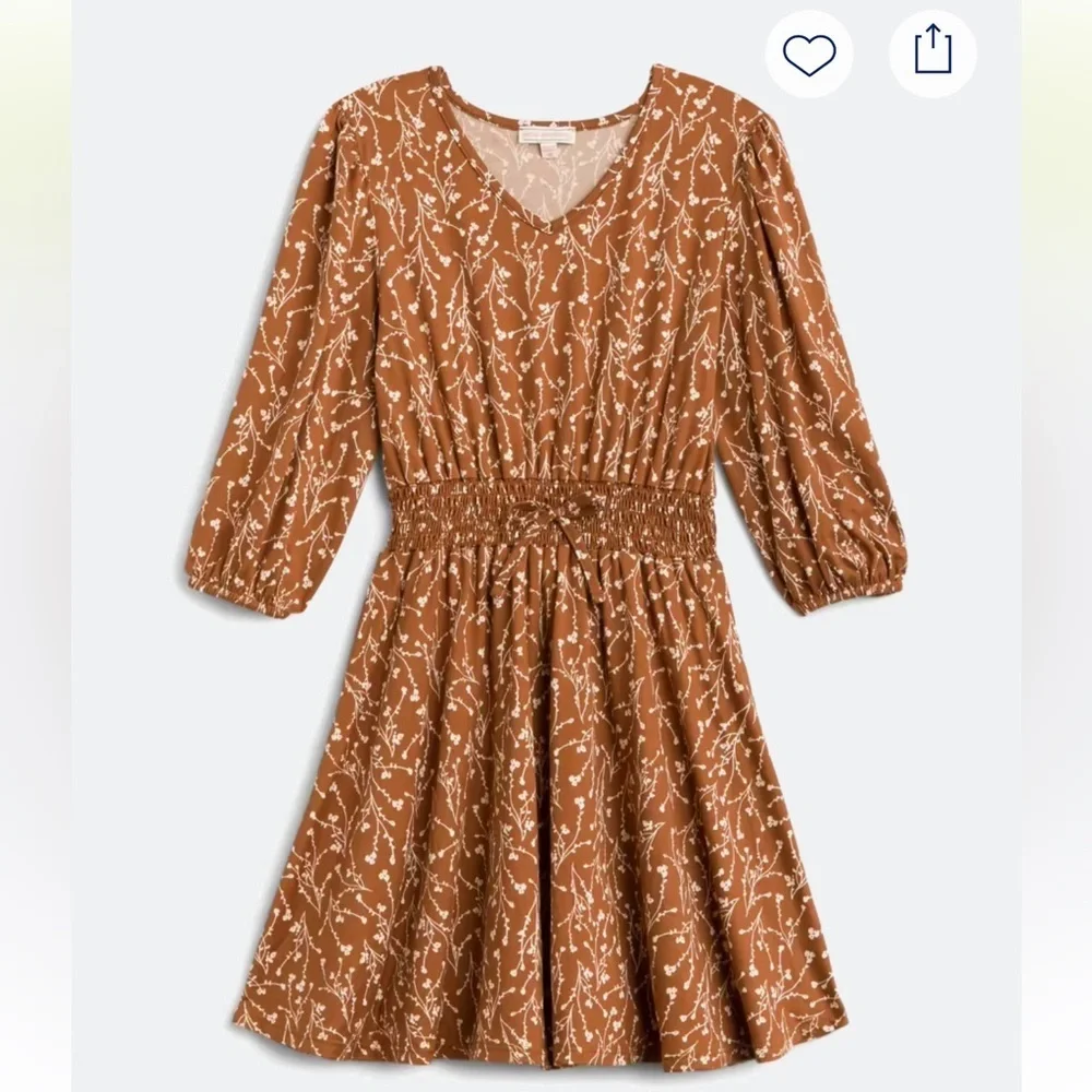 Charming Brown Kids Dress with Floral Design